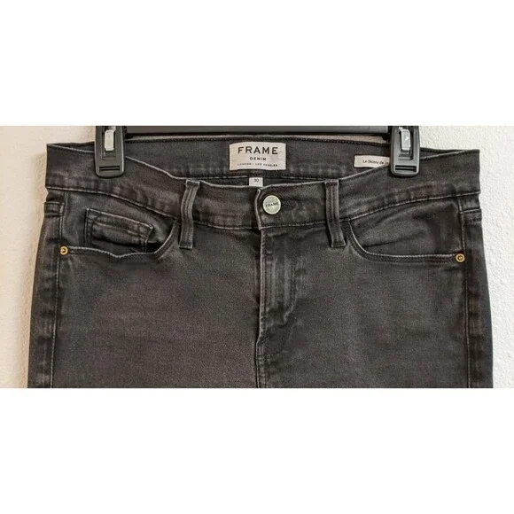 Women's Frame Denim Le Skinny de Jeanne in Film Noir (Black) Size 30 X 29 - Picture 6 of 16